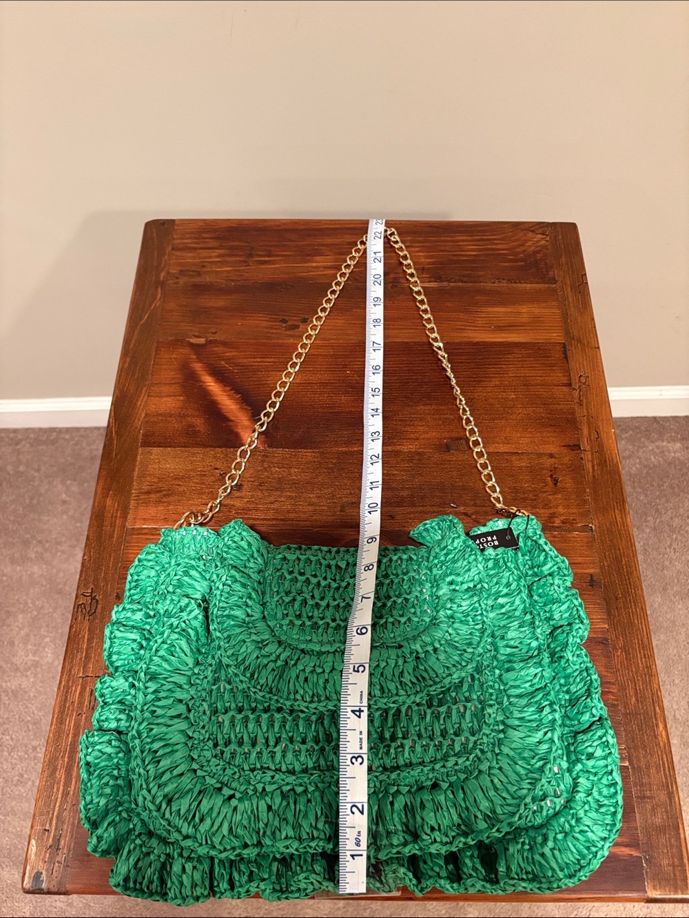 NWT Boston Proper Raffia Ruffle Detail Purse - Picture 9 of 11